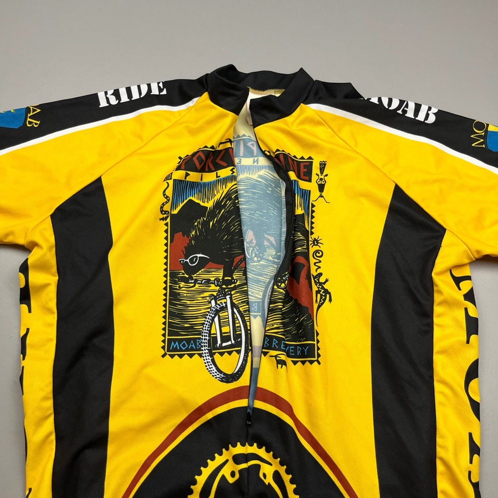 World Jerseys Cycling Jersey Mens XXL Yellow Moab Brewery Porcupine Pilsner Beer - Picture 7 of 12